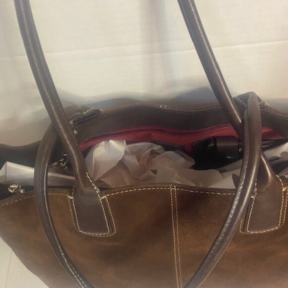 Cole Haan Suede Leather Shoulder Bag/Tote Brown - Picture 13 of 16